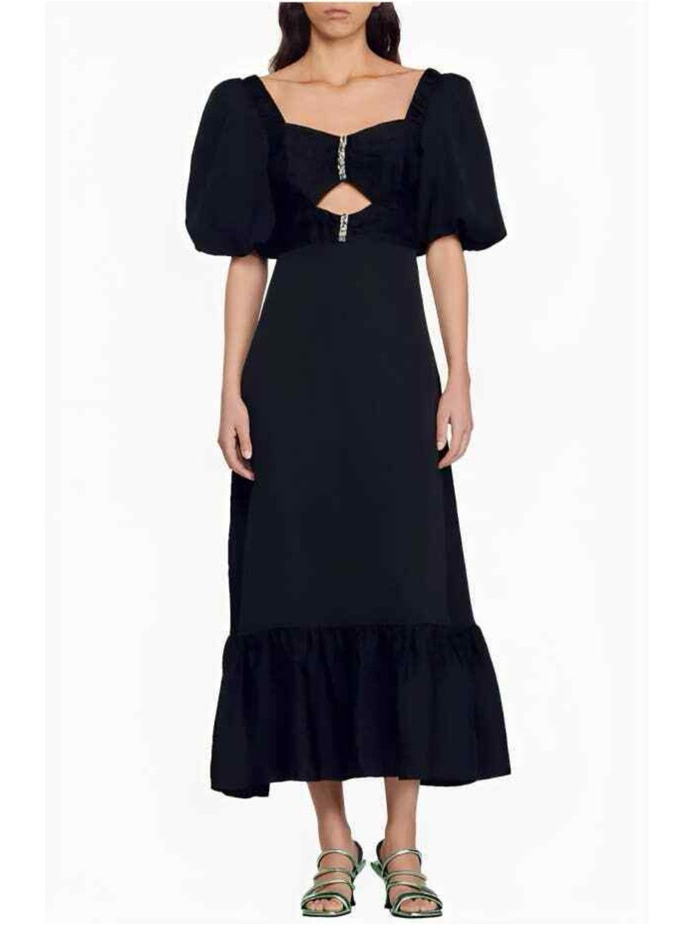 Sandro Falbala Black Dress with Rhinestones